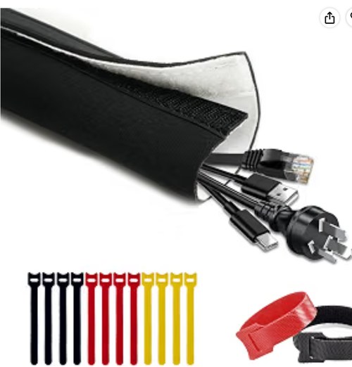 Photo: the CableGeeker neoprene cable management sleeves with cable ties