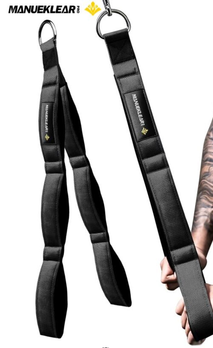 Photo: the MANUEKLEAR tricep rope cable attachment with neoprene multi-grip handles