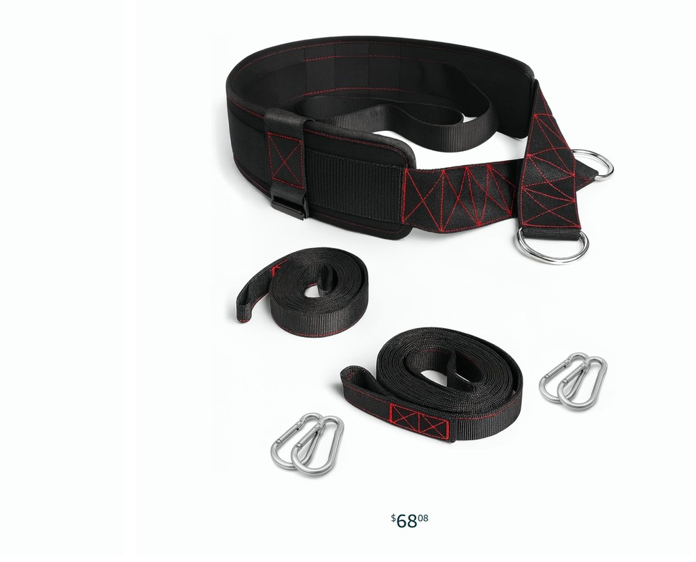 Photo: the padded neoprene harness hanging on the rig