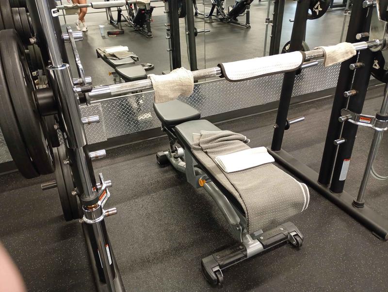The rack, wrapped and loaded, between sets